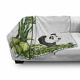 thumbnail image 3 of Panda Soft Flannel Fleece Throw Blanket, Happy Animal Tropical Plants Bamboo Trees Endangered Mammals Art, Cozy Plush for Indoor and Outdoor Use, 60" x 80", Green Black White, by Ambesonne, 3 of 6