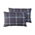 thumbnail image 2 of Theo Dark Navy Plaid Pillowcase Pair, 2 of 3