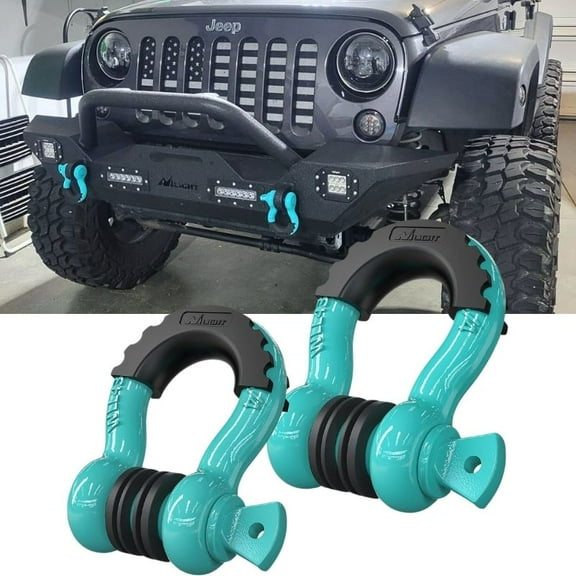 2 Pcs 3/4" D-Ring Shackle with 7/8" Screw Pin 41,887Lbs Break Strength, Heavy Duty Off Road Recovery Shackle with Isolators Washers for Use with Tow Strap, Winch, Off-Road Truck Vehicle