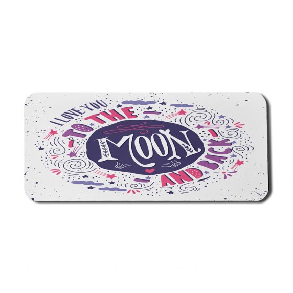 I Love You Computer Mouse Pad, Colorful Love with Fun Forms Comet Rain Storm Clouds Volcano Theme, Rectangle Non-Slip Rubber Mousepad X-Large, 35" x 15" Gaming Size, Pink Violet Purple, by Ambesonne