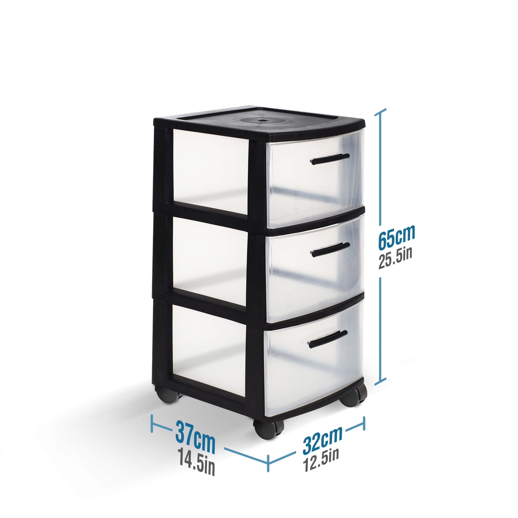 MQ 3-Drawer Plastic Rolling Storage Cart, Multiple Colors (2 Pack)