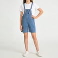 thumbnail image 4 of UACY Girls Cropped Denim Overalls, Adjustable Strap Short Length Baggy Wide Leg Y2K Preppy Jean Jumpsuit with Pockets (Blue, 15-16 Years), 4 of 4