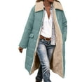 thumbnail image 3 of QATAINLAV Womens Winter Long Coats Sherpa Fleece Lined Down Jacket Casual Lapel Puffer Coat with Pockets, Mint Green, S, 3 of 10