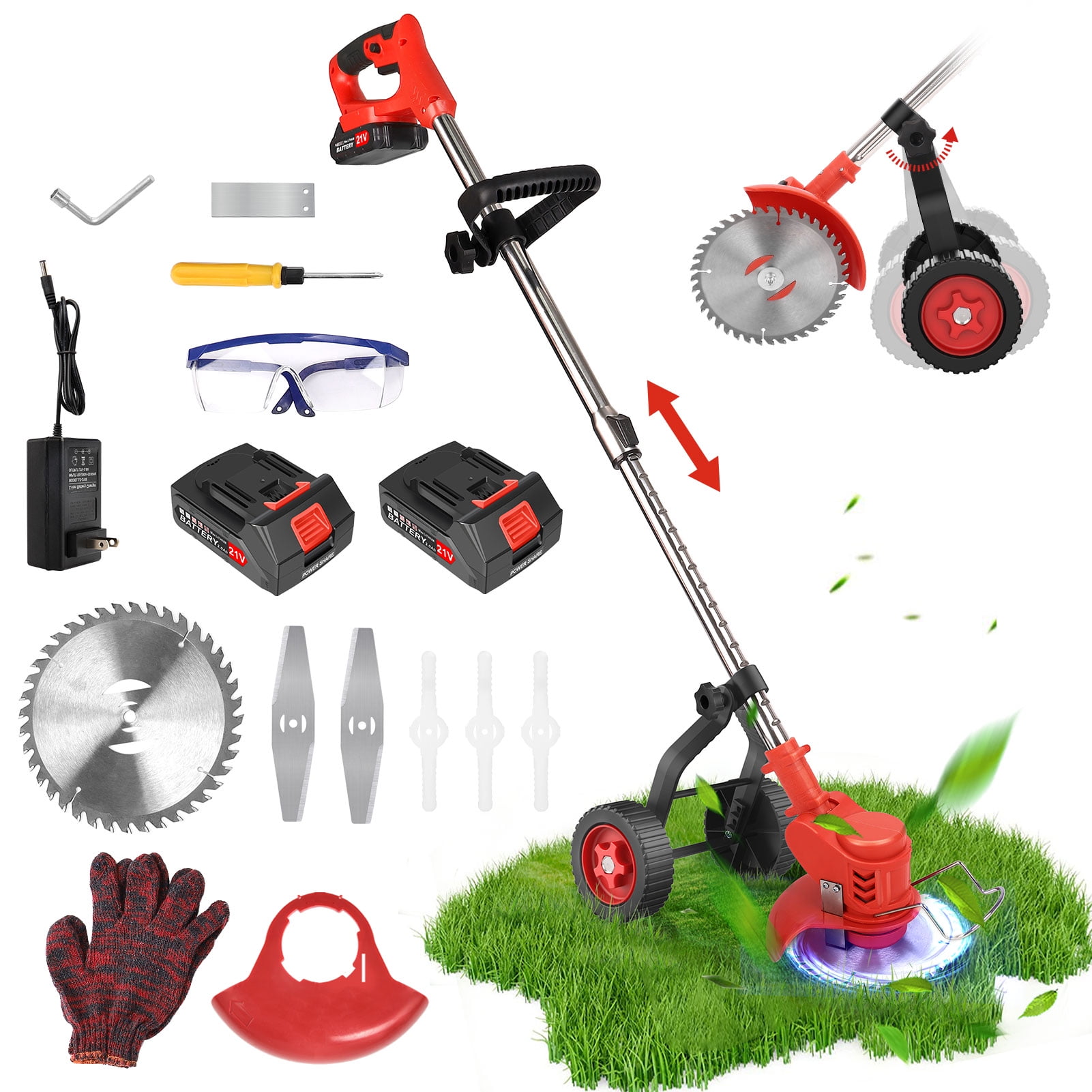 Tanbaby 24V Cordless Telescoping Grass Trimmer with Wheels Weed Eater