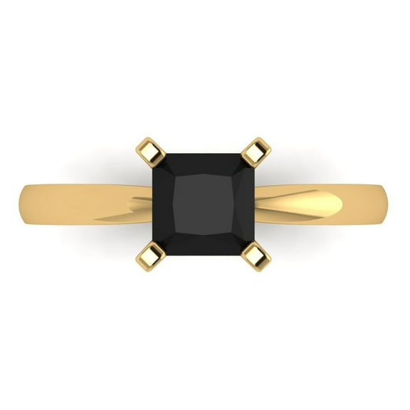 Clara Pucci 14K Yellow Gold 1ct Onyx Solitaire Ring for Women