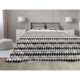 thumbnail image 1 of Chevron Comforter & Sham Bedding Set, Retro Zigzag Pattern with Horizontal Stripes and Rhombus Shapes Grunge Effect, 3 pcs Duvet Set Microfiber Filling Quilt, 5 Sizes, Ivory and Black, by Ambesonne, 1 of 4