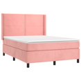 Box spring bed with mattress & LED pink 140x200 cm velvet