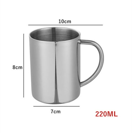 

Stainless Steel Coffee Beer Milk Mug Heat Insulated Tea Cups Double Layered Thick Handle Drinkware Kitchen Tools 220ML-450ML