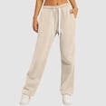 thumbnail image 2 of felwors Women's Casual Fleece Lined High Waist Joggers - Elastic Waistband with Pockets Beige, M, 2 of 7