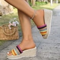 thumbnail image 4 of Dakaela Platform Sandals for Women Summer Dressy Slip on Wedge Slides Espadrille Open Toe Knit Summer Beach Dress Mule Heels Shoes Size 6-10 Colorful, 4 of 8