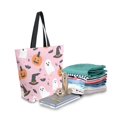 thumbnail image 2 of FORMRS Womens Canvas Tote Bag with Zipper Inner Pocket Shoulder Handbag, Pink Halloween Ghosts, 2 of 7