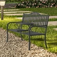 thumbnail image 4 of YLGJ&TIDY 50" Outdoor Bench, Metal Garden Bench, Patio Park Bench with Backrest & Armrests, Rust-Resistant,&nbsp;Perfect for Gardens, Parks, Porch, Lawn and Yard, 4 of 7