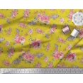 thumbnail image 2 of Soimoi Yellow Cotton Cambric Fabric Ranunculus & Roses Floral Decor Fabric Printed Yard 42 Inch Wide, 2 of 3