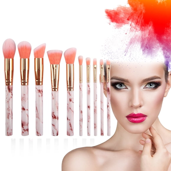 Xihbxyly Juego de 10 Brochas de Maquillaje Portátiles, Brochas, Brochas para Sombras de Ojos