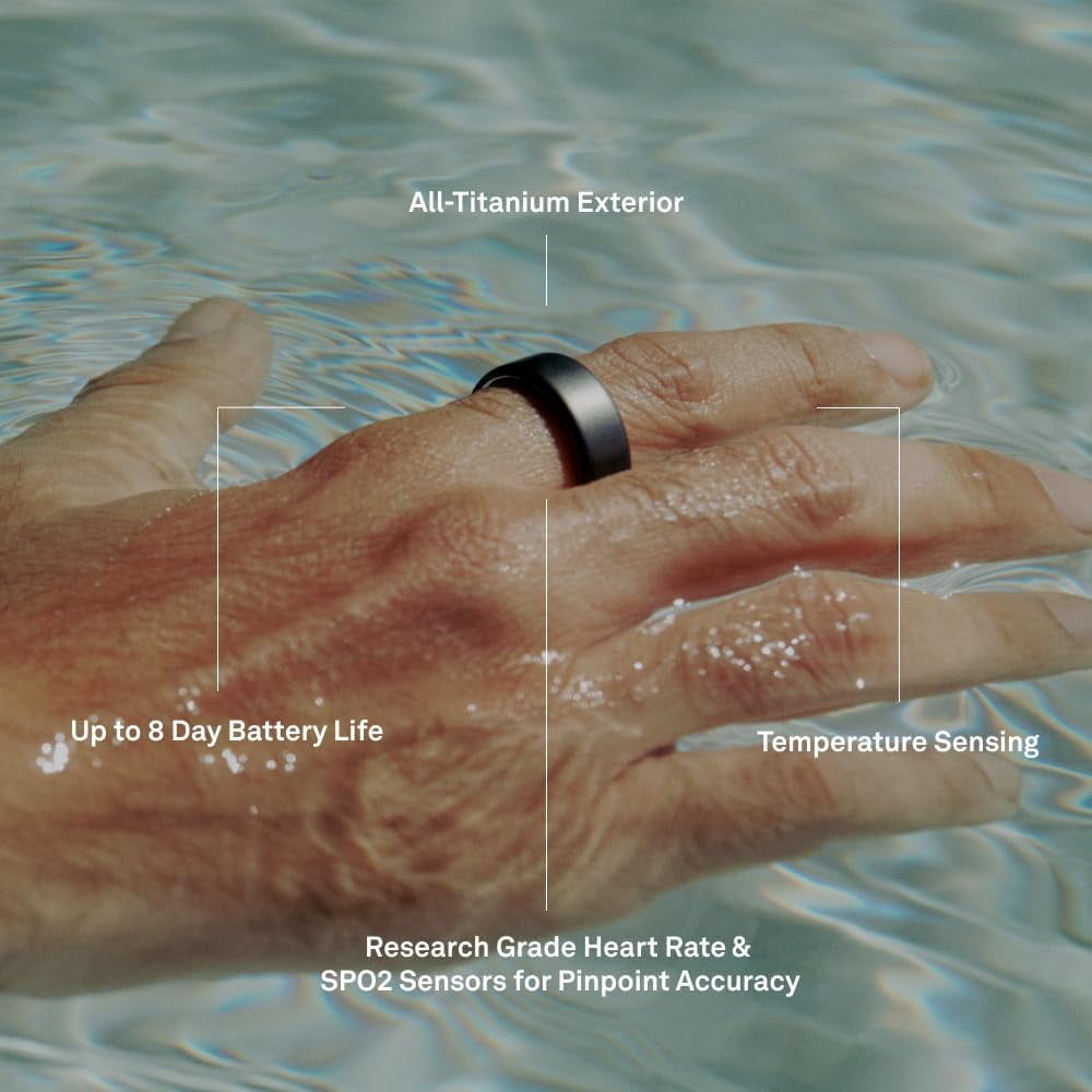 Oura Ring 4, Stealth, Size 13, Smart Wearable, Sleep, Fitness & Heart Rate Tracker, 8-Day Battery (Size Before You Buy)