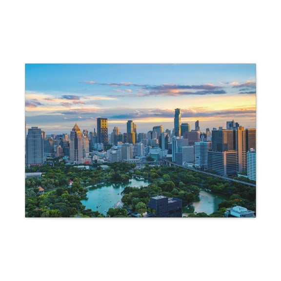 Bangkok Daytime Skyline Canvas Artwork Breathtaking Stunning Cityscape for Home Decor Ready to Hang