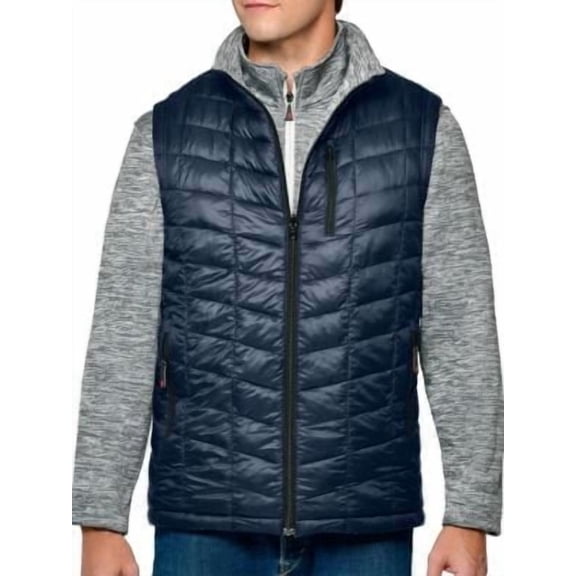 Rectangle Quilted Eco-Mimic-Down Reversible Knit Fleece Vest