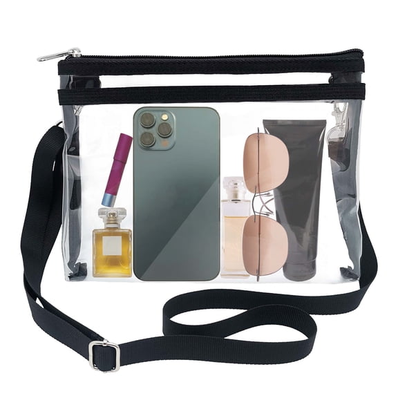 Auxadex PVC Clear Crossbody Bag Stadium Approved, Gym Shoulder Bag, Clear Purse, Adjustable Strap