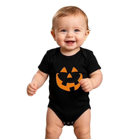 XAOFW Halloween Romper For Baby Girls boys short sleeve crewneck cartoon Pumpkin print bodysuit For Infants Toddlers versatile Onesie 0-3 Months
