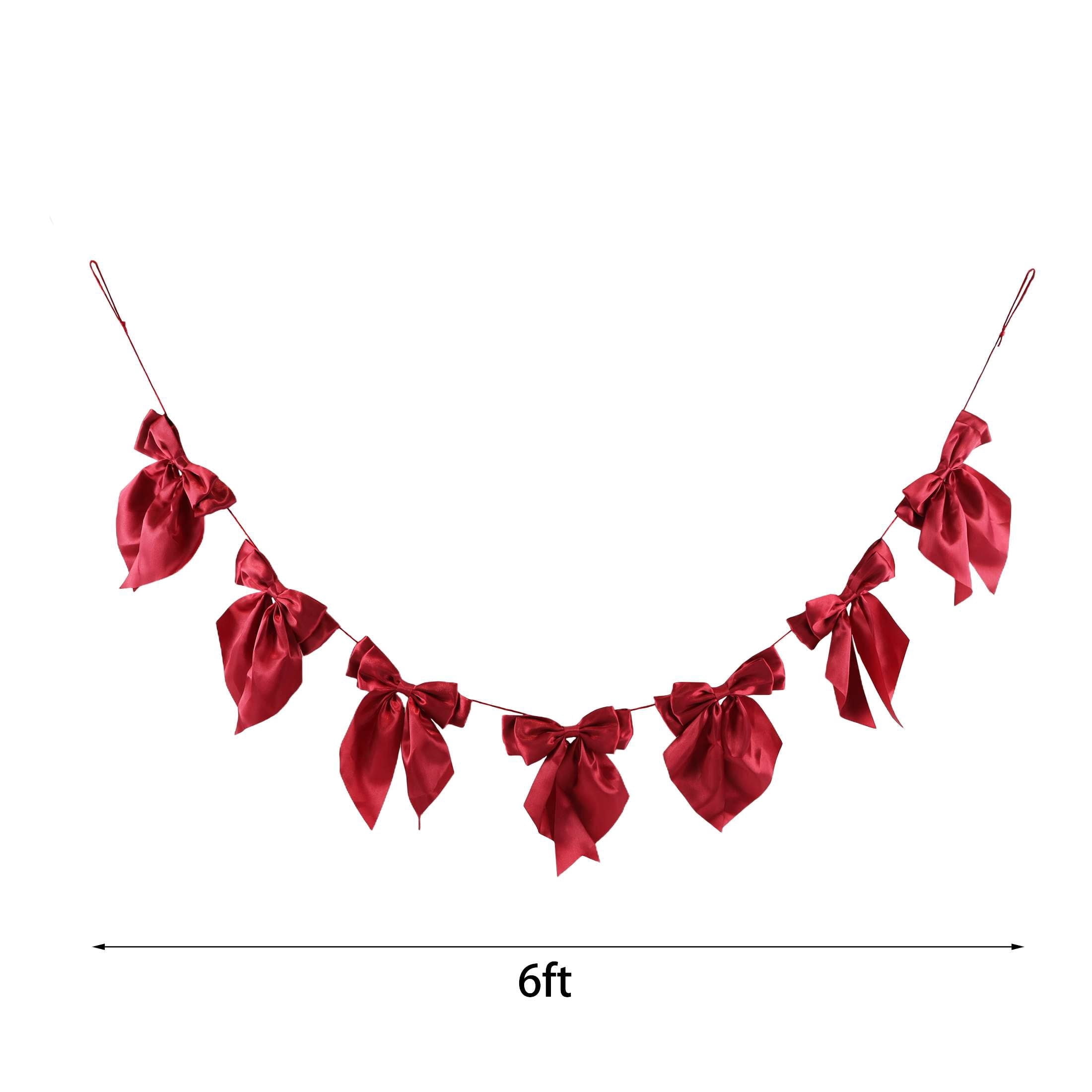 Satin Bow Christmas Garland, Red, 6', by Holiday Time