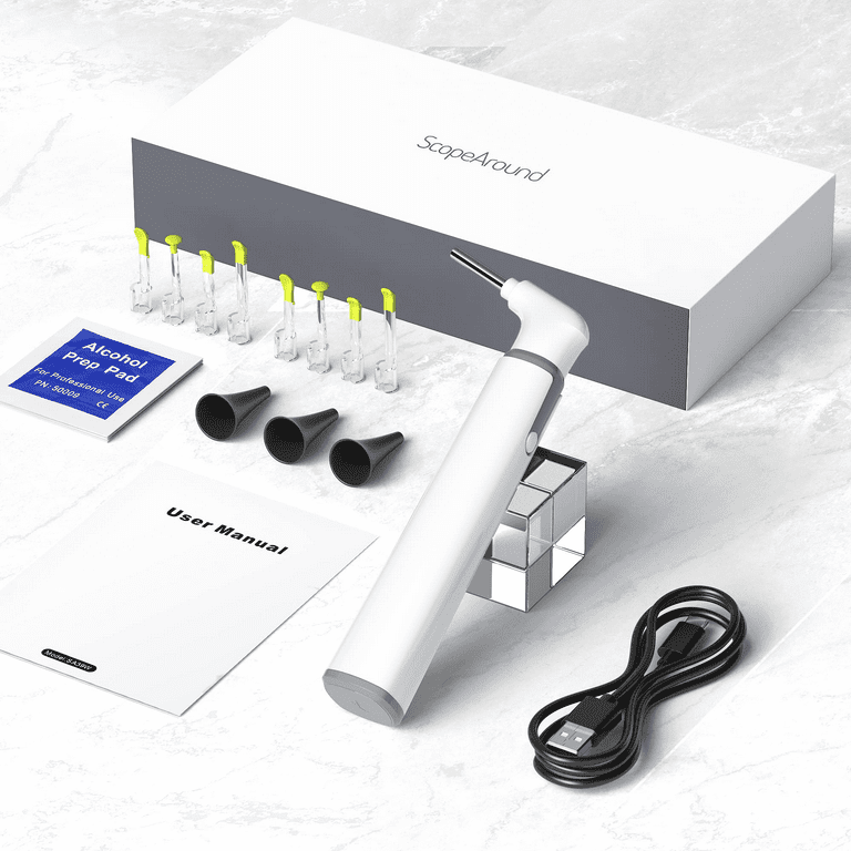Wireless Otoscope Ear Camera with Dual View, 3.9mm 720PHD WiFi Ear Scope  with 6 LED Lights for Kids and Adults, Compatible with Android and iPhone