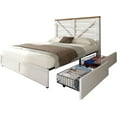 thumbnail image 4 of Papajet Full Size Farmhouse Bed Frame with 4 Drawers & Headboard, Heavy Duty Slats, White, 4 of 8