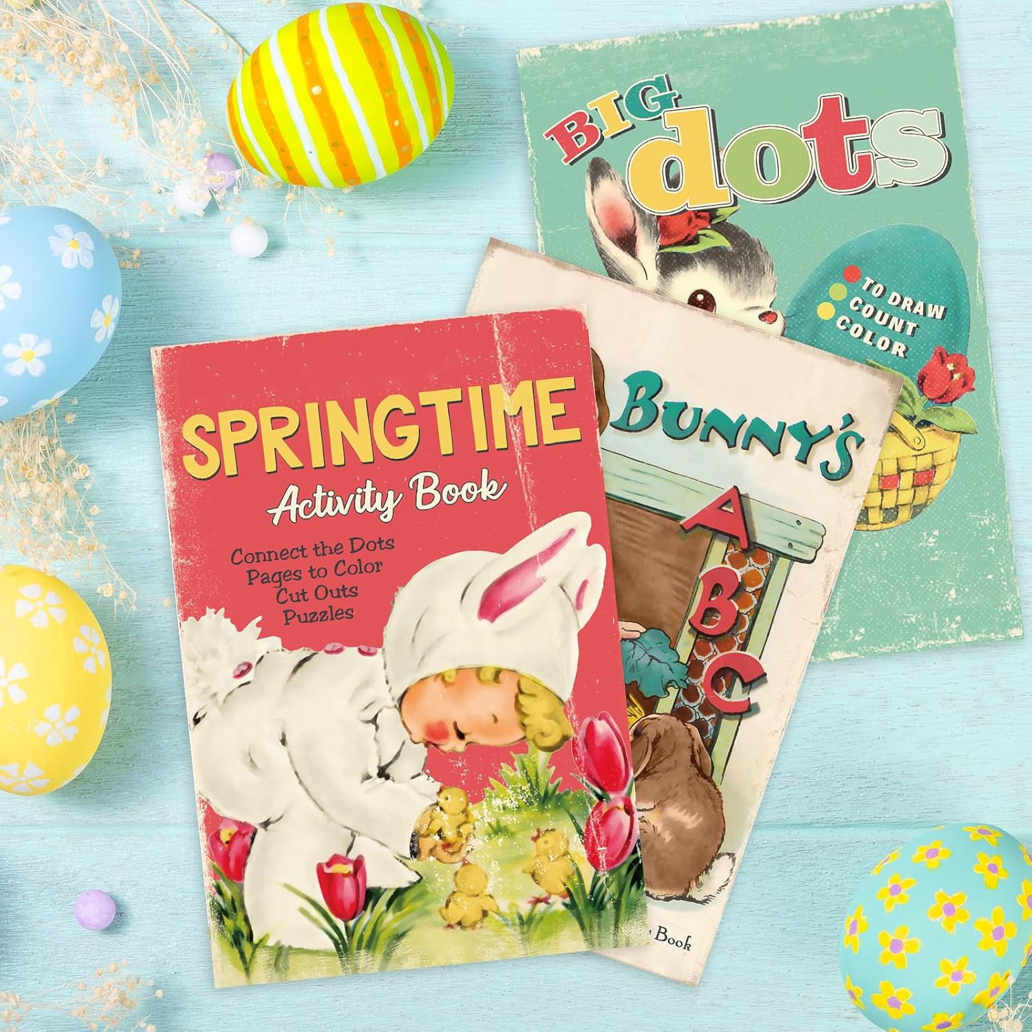Easter Postcards Vintage Cartoon Rabbit Bunny Post Cards Assortment to Friends & Family Retro Greeting Cards for Birthday
