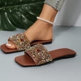 thumbnail image 5 of AXXD Brown Sandals Women Comfortable Summer Flat Rhinestone Mothers Day, 5 of 5