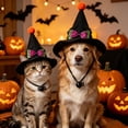 thumbnail image 5 of Pet Halloween Witch Hat, Mini Pointed Dog and Cat Costume with Bow, Spooky Fuzzy Ball Headwear with Chin Strap for Holiday Photos, 5 of 6