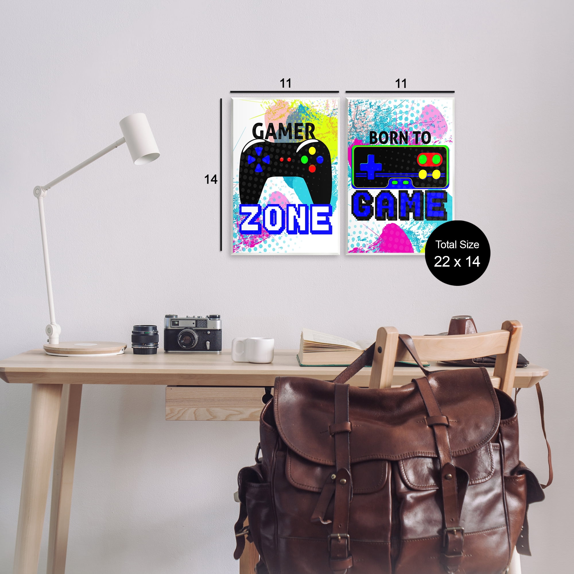 Stupell Industries Gamer Zone Splash Remote Entertainment Painting Unframed Art Print Wall Art, 11 x 14, Set of 2