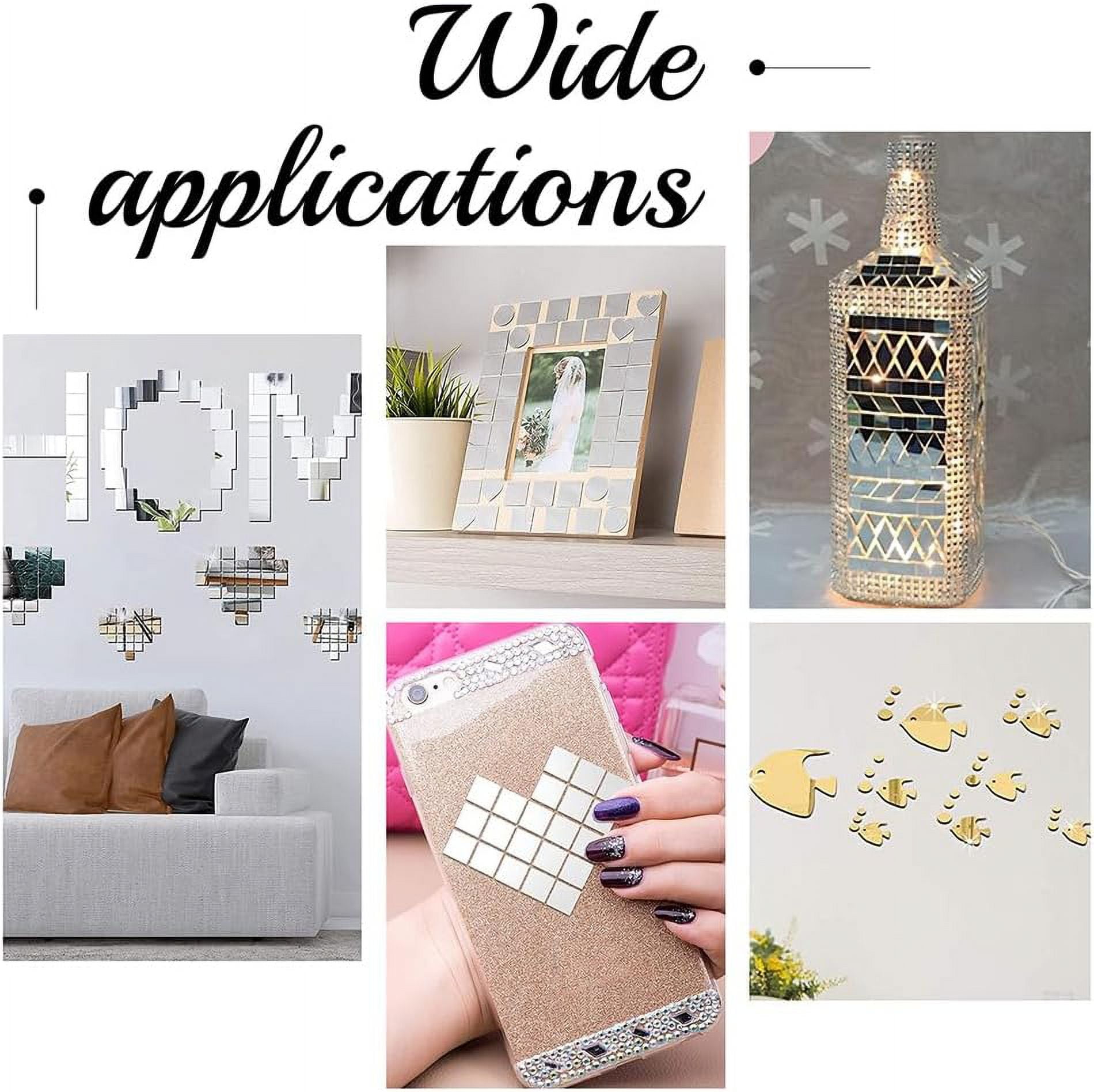 200pcs 1 Inch Square Mosaic Tiles Decorative Adhesive Acrylic Mirror Craft Mini Mirror Tiles Small Decorative Glass Mirrors for Arts Crafts Photo Framing Traveling Room Decoration
