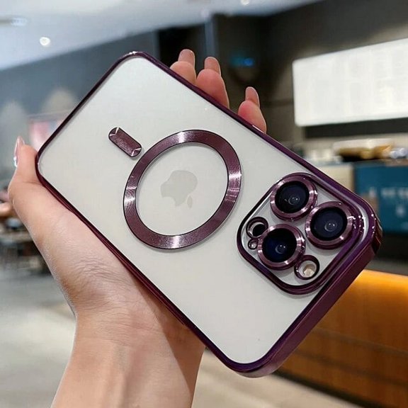 For Magsafe iPhone 14 Pro Case Luxury Plating Clear Magnetic Silicone Case For iPhone 13 12 11 Pro Max Soft Shockproof Cover Gift CYH