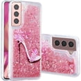 thumbnail image 2 of Case for Samsung S24+ Plus, Galaxy S24+ Plus Case Cute Pink Glitter Luxury Sparkle Liquid for Girls Women Quicksand Clear Soft TPU Protective Case for Samsung Galaxy S24+ Plus Pink High Heel, 2 of 7