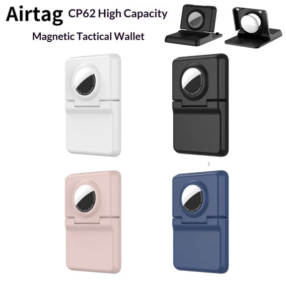SENHAWK Magnetic AirTag Wallet Case, PC Protective Card Holder Anti-Lost Tracker, Compatible with Apple AirTag, Slim Portable Card Storage