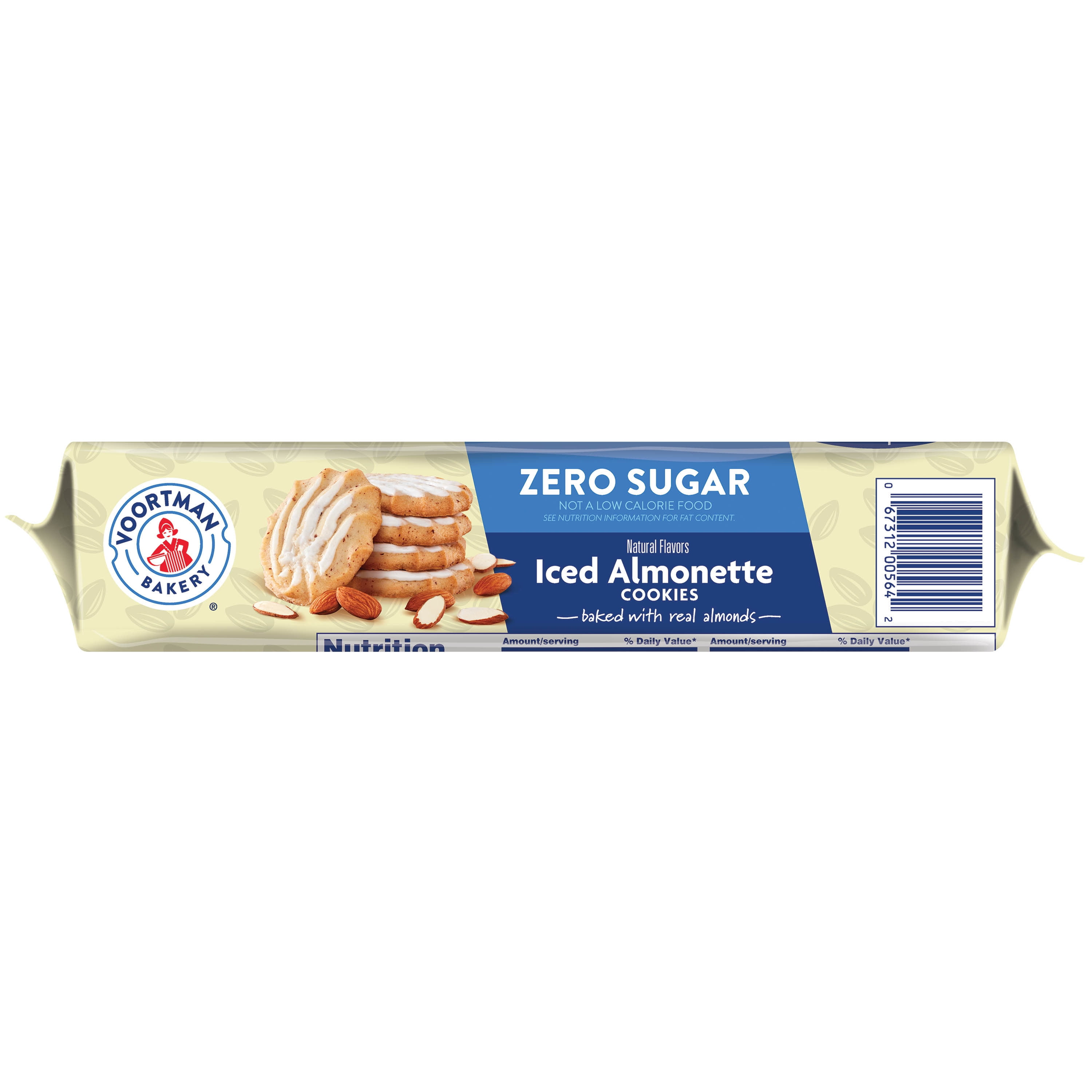 (12 pack) VOORTMAN Bakery Zero Sugar Iced Almonette Cookies 8 oz