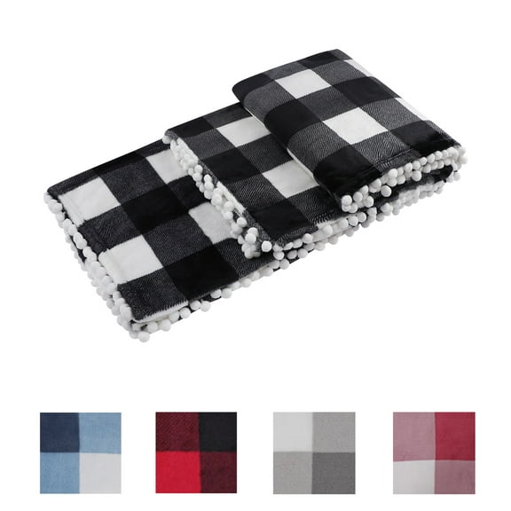Unique Bargains Plaid Microfiber Plush Lightweight Throw