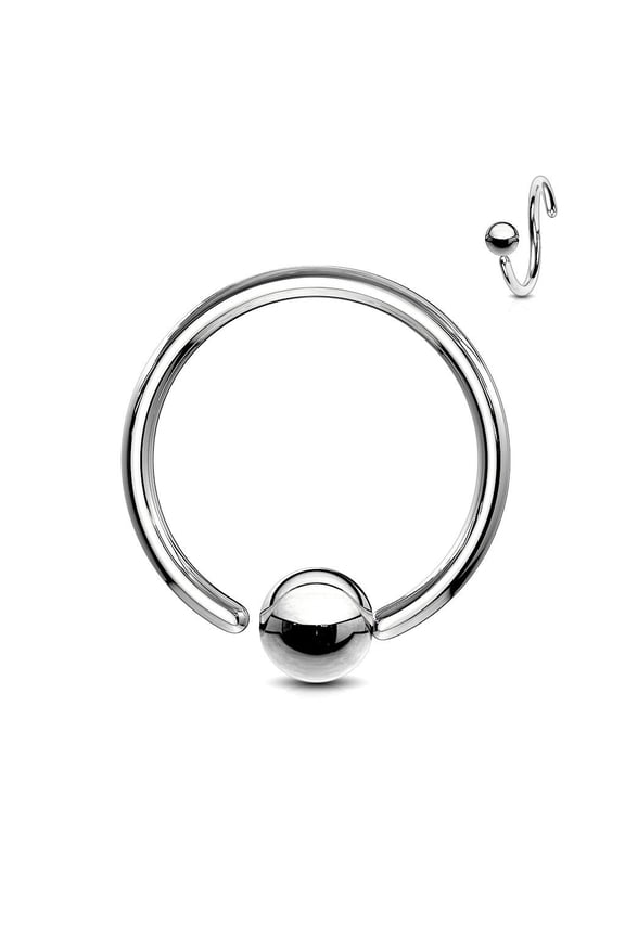18G 1/4 Captive Bead Ring, Annealed, Fixed 3mm Ball, Surgical Steel, Silver Color