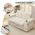 thumbnail image 3 of 65" Multifunctional Chenille Loveseat Sleeper Sofa with Pull-Out Bed, Adjustable Backrest, USB Charging Ports, Cup Holders, Side Table & Storage Armrests, Easy Assembly, 3 of 6