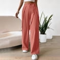 thumbnail image 2 of BLVB Cotton Linen Pants for Women High Waisted Lace up Straight Wide Leg Pants Solid Casual Loose Lounge Trousers, 2 of 7