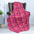 thumbnail image 4 of Floral Soft Flannel Fleece Throw Blanket, Tropical Illustration of Vibrant Flowers Palm Leaves and Other Plantation, Cozy Plush for Indoor and Outdoor Use, 50" x 70", Magenta Multicolor, by Ambesonne, 4 of 5