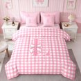 thumbnail image 2 of Erosebridal Chic Satin Bow Ribbon Twin Bedding for Girls, Romantic Floral Print Bedding Comforter Set, Pink Reversible 7 Pieces, 2 of 6