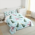 thumbnail image 3 of Feelyou Cartoon Xmas Tree Full Size Comforter Sets for Teen, Blue Love Heart Bedding Comforter Set, Kawaii Christmas Snowman Reversible Bedding Sets, Lightweight Room Decor, 3pcs, 3 of 8