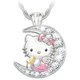 thumbnail image 1 of Colgante de gato con pajarita bañado en oro blanco y circonita cúbica multicolor, 1 of 4