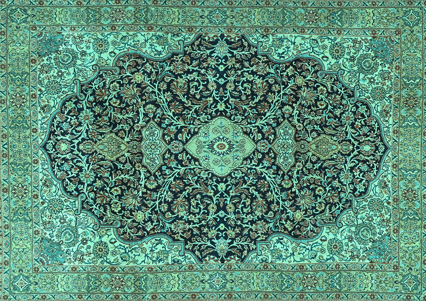 Ahgly Company Indoor Rectangle Persian Turquoise Blue Traditional Area