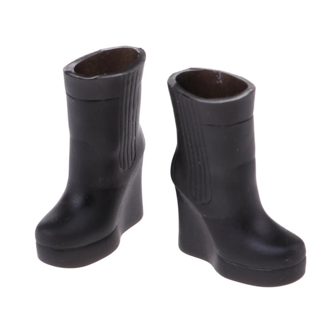 botas de plástico zapatos para 12 pulgadas blythe 1/6 ropa de muñeca licca Zulema Botas de Muñeca Negras