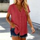 thumbnail image 4 of Camisetas de Manga Corta Extra Larga para las Mujeres con Cuello en V Botón Placa con Cuello Blusa de Túnica, Camisa de Manga Larga Azul Claro Mujeres, 4 of 8