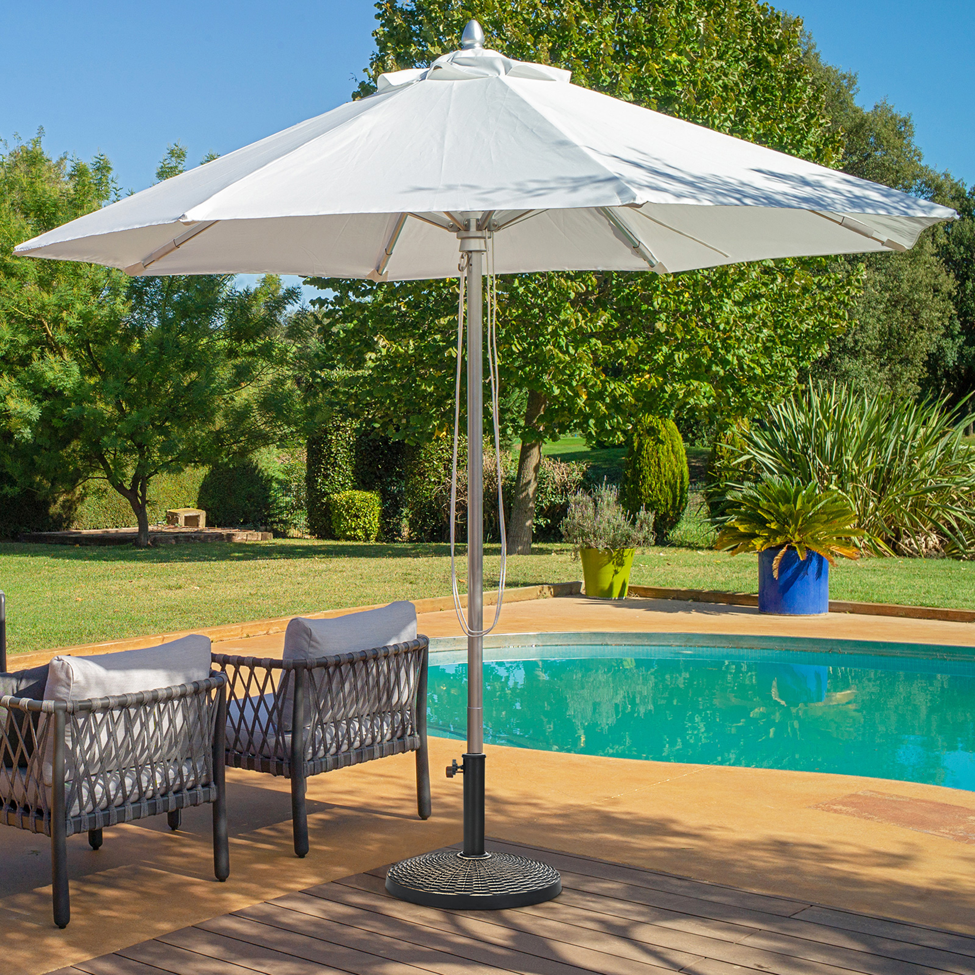 Gymax 22 lbs Round Resin Patio Umbrella Base Stand Holder w/ Adjustable Knob