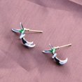 thumbnail image 4 of Elegantes pendientes de colibrí para mujer, bonitos pendientes de colibrí, pendientes colgantes con pintura al óleo de colibrí volador, 4 of 5