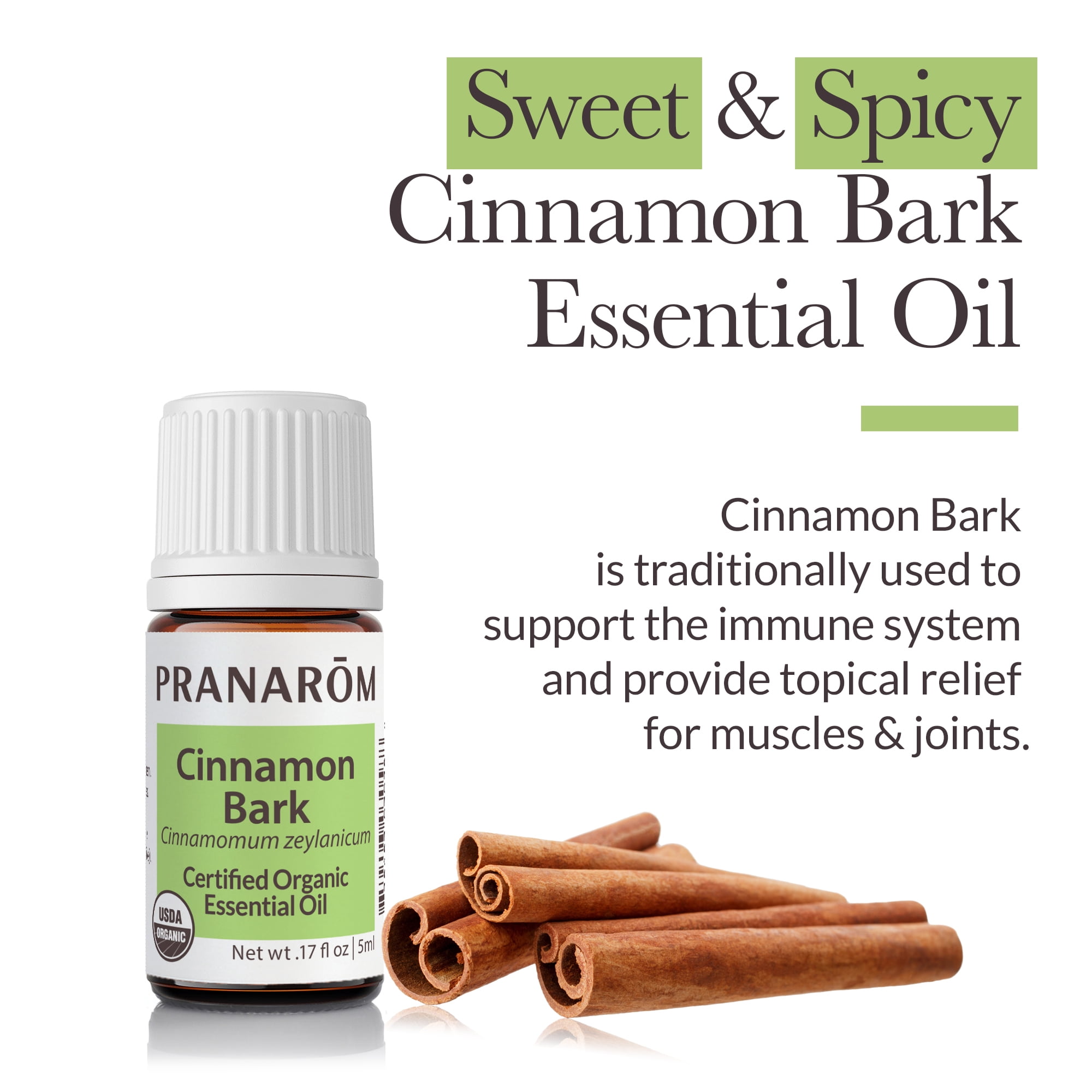 Pranarom - Cinnamon Bark Oil (5ml) - 100% Pure Natural Therapeutic Grade Essential Oil for Skincare and Wellness | USDA and ECOCERT Certified Organic