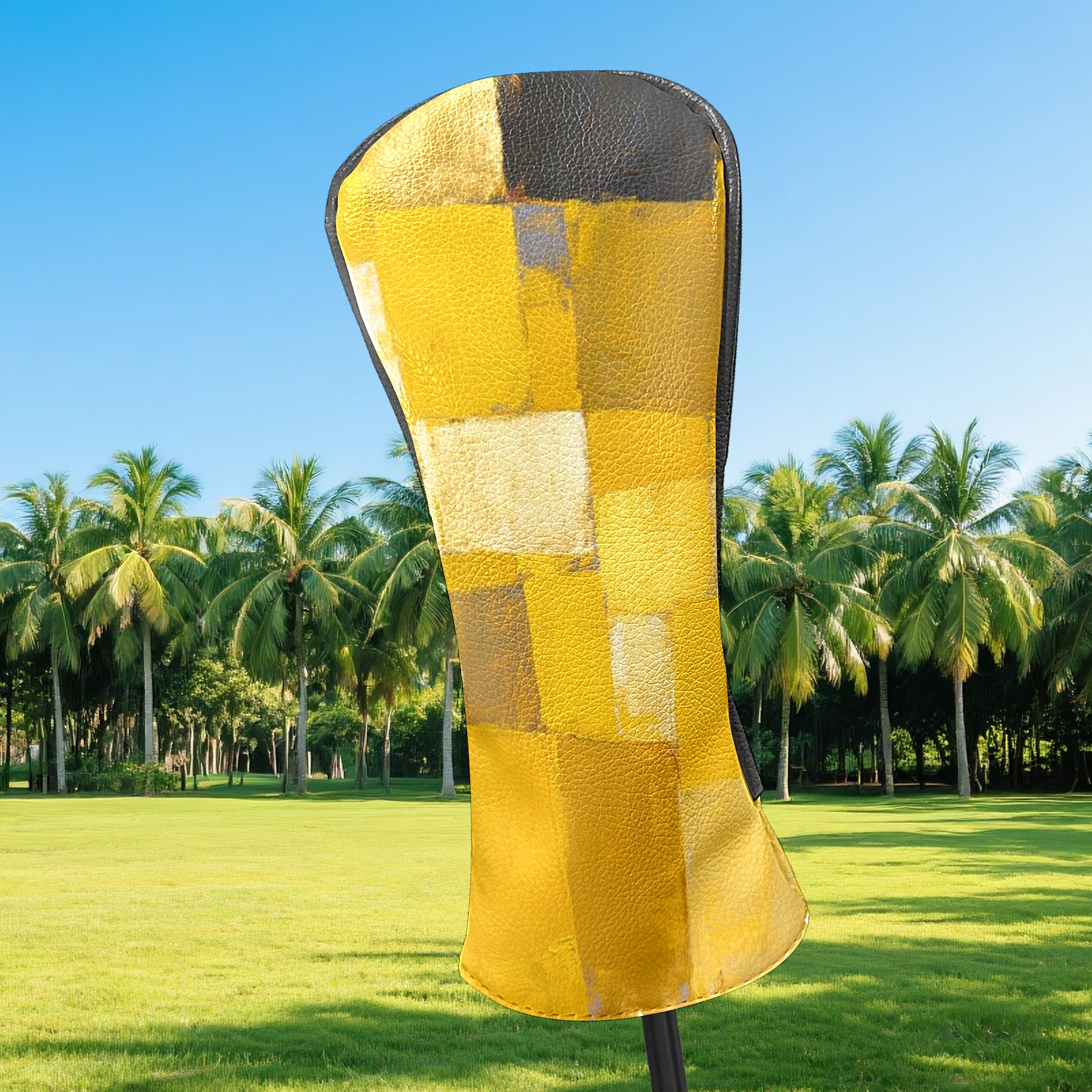 Golf Club Covers, Abstract Art Painting Premium PU Leather Driver Hybrid Putter Head Covers with Velvet Lining, Waterproof Golf Gifts for Men Women